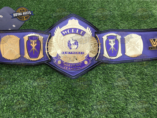 WWF Undertaker Hall Of Fame belt with gold plated Wing Eagle center plate and purple leather strap Manufacture by Royal Belts