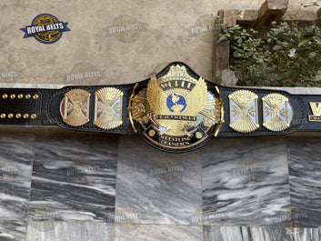 WWF Winged Eagle CNC Championship Title Belt CNC engraved winged eagle with mirror polished gold finish Designed by Royal Belts