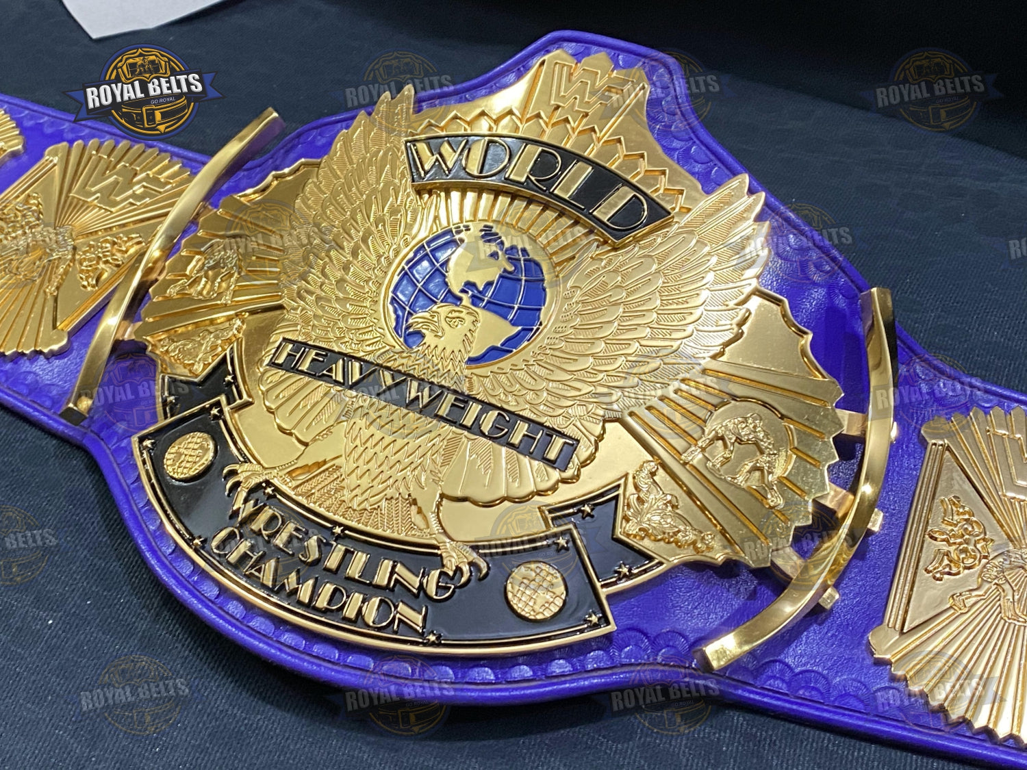 Winged Eagle Championship Title Belt layered center plate with HD CNC side detailing