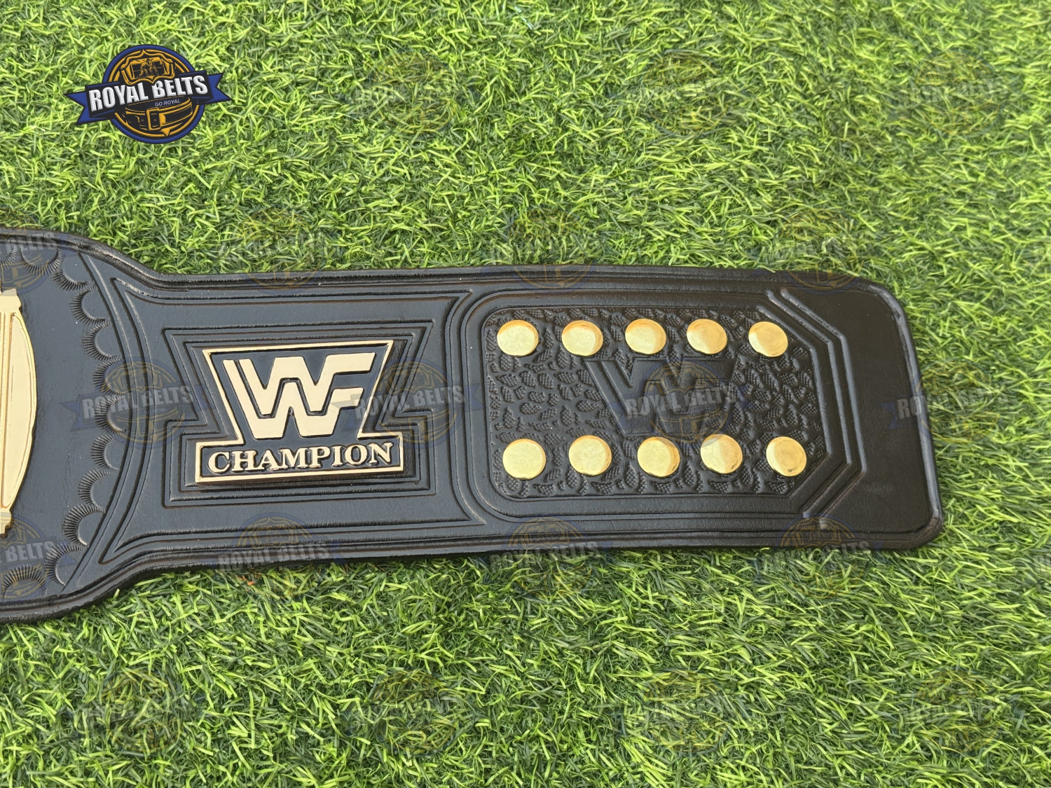WWF Winged Eagle Championship Title Belt solid metal plates with stitched premium leather rear backing