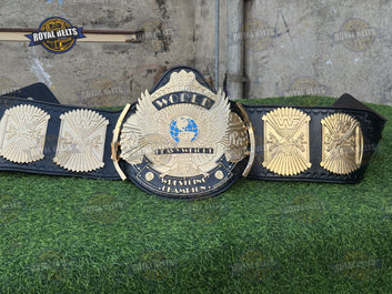 WWF Winged Eagle Championship Title Belt HD CNC etched WWF logo with hand sculpted winged eagle center plate Crafted by Royal Belts