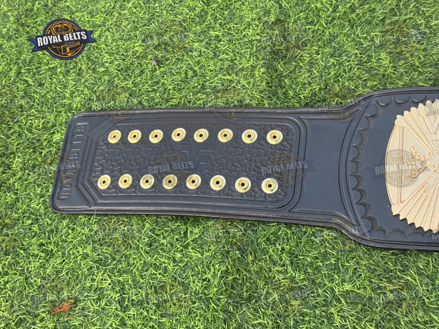 WWF Winged Eagle Championship Title Belt layered center and side plates with engraved eagle details