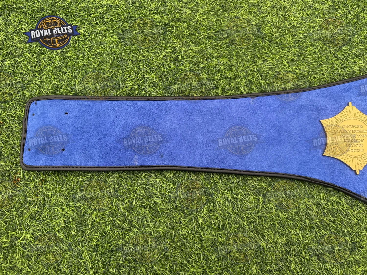 WWWF World Heavyweight Championship Title Belt solid gold toned plates with stitched rear leather