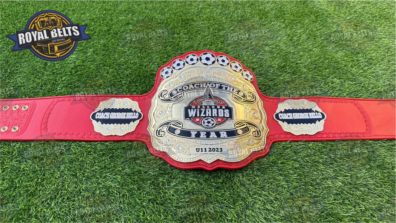 Wizard Coach of Year Title Belt football award championship belt adult size Made by Royal Belts