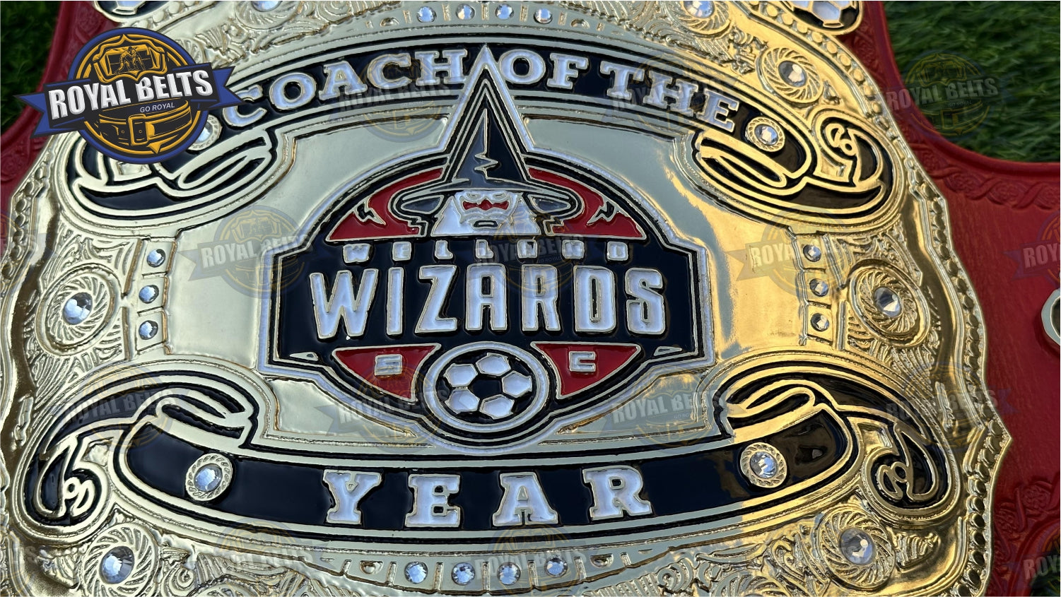 Wizard Coach of Year Title Belt premium stacked plate championship belt design