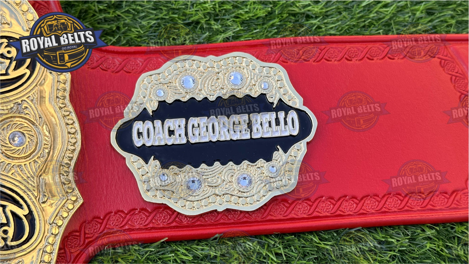 Wizard Coach of Year Title Belt stacked plate football champion belt