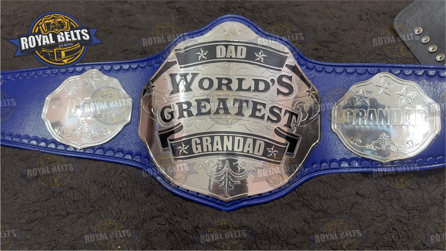 World Greatest Dad Title Belt brass plated belt with stacked metal plates and premium design Designed by Royal Belts