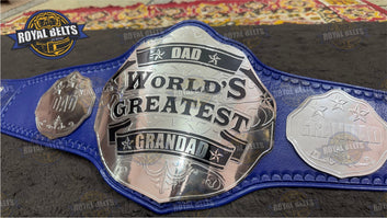 World Greatest Dad Title Belt custom brass plated Dad belt adult size Made by Royal Belts