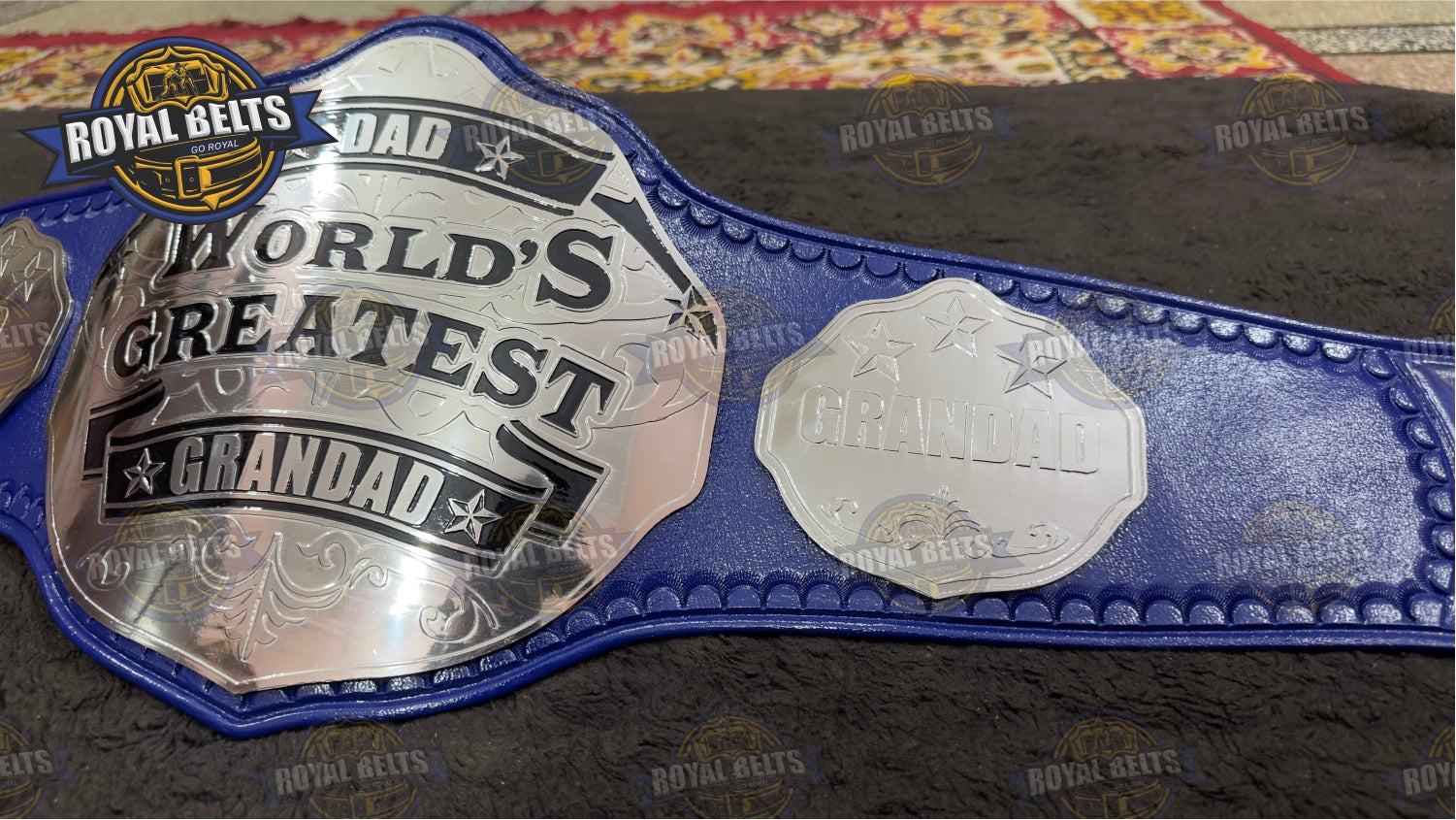 World Greatest Dad Title Belt stacked plate brass plated Dad award belt