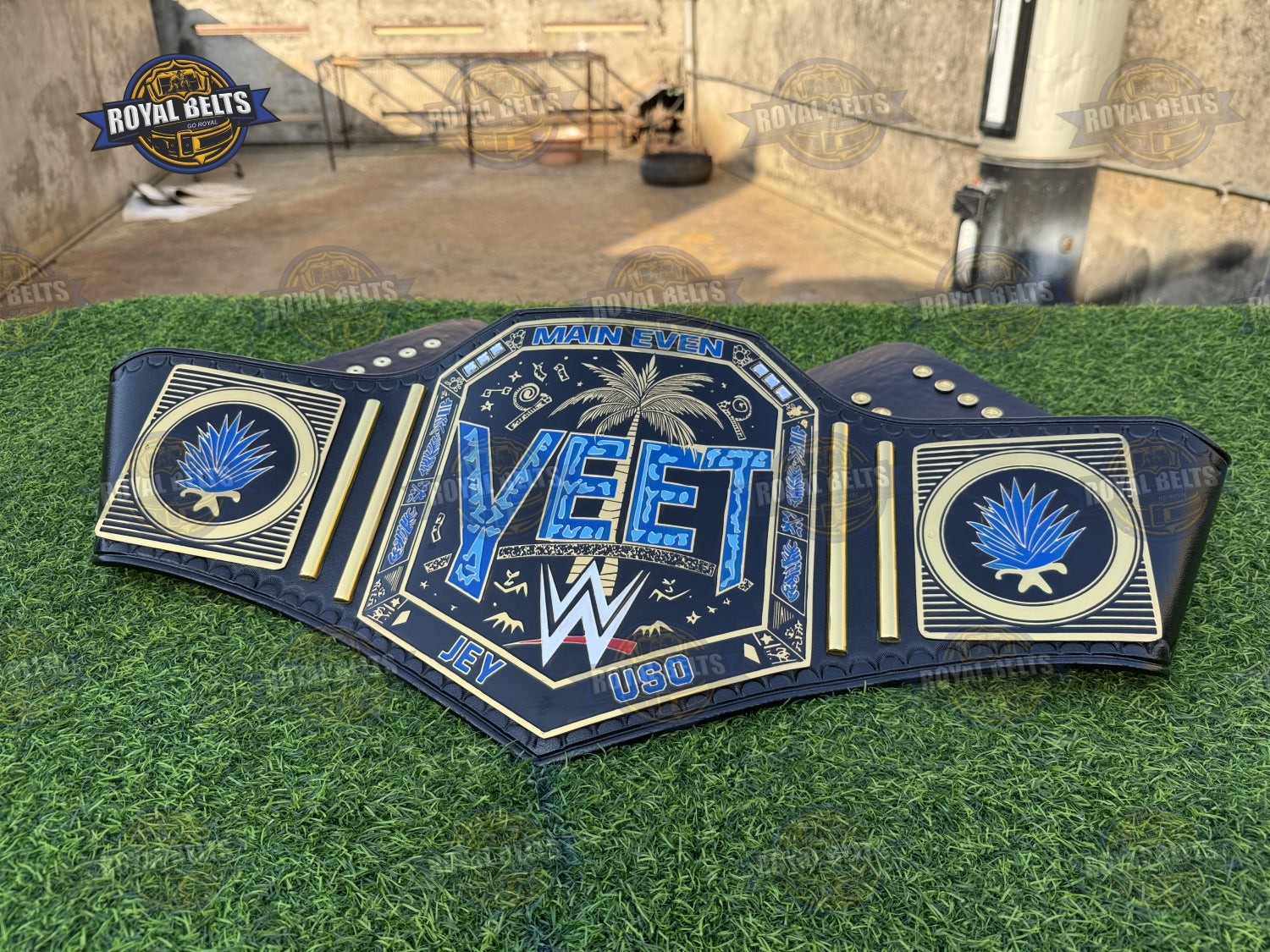 YEET Heavyweight Wrestling Championship Title Belt heavyweight CNC plates with bold engraved borders