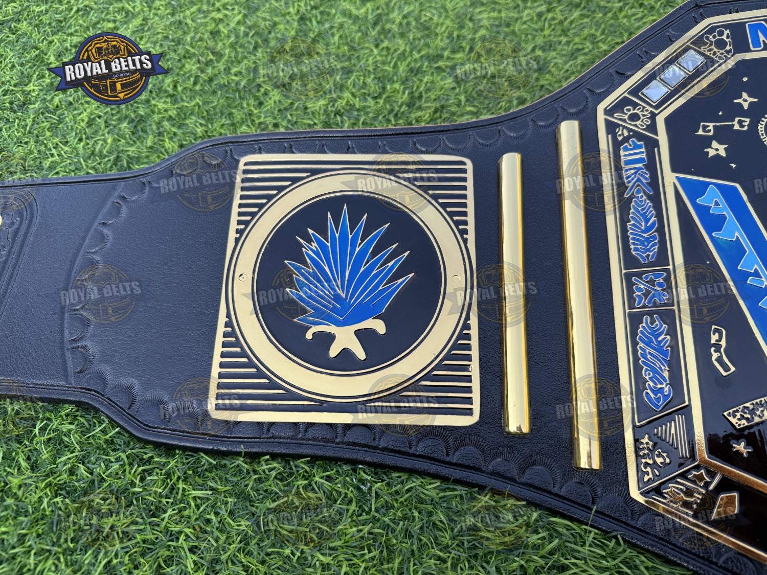 YEET Heavyweight Wrestling Championship Title Belt beveled gold edges with reinforced snap fasteners