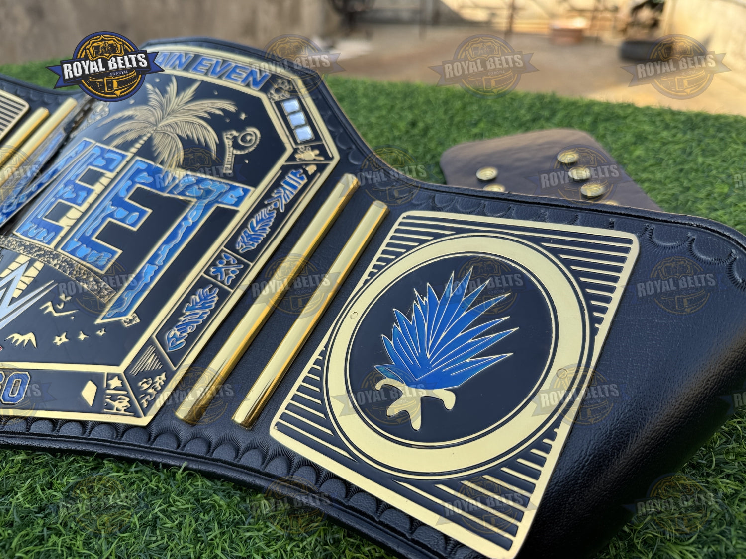 YEET Heavyweight Wrestling Championship Title Belt layered center plate with detailed CNC side plates